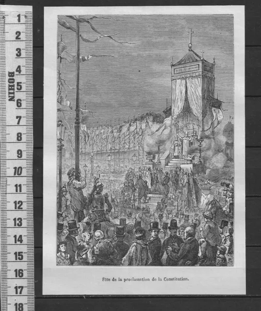 G107 / Engraving 1880 / Feast Of The Proclamation Of The Constitution
