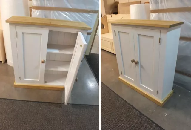 Shabby Painted 2 Door Narrow Cupboard- F&B All White Bespoke Sizes & Colours