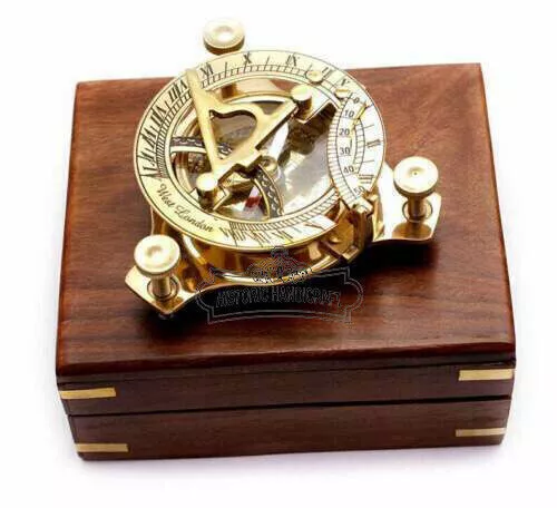 Nautical Brass Vintage Maritime West London Sundial Compass Decor Gift