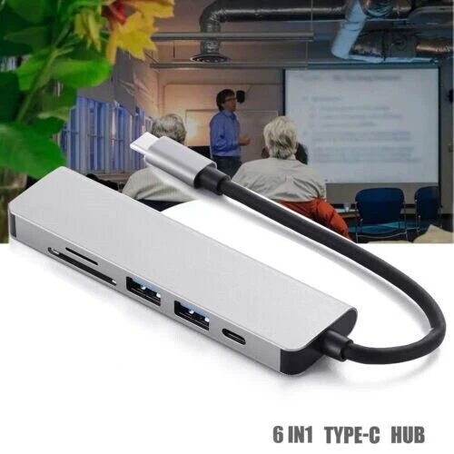 6-in-1 Type C to 4K HDMI Adapter Hub for MacBook/Pro/Air/iMac/Ipad Pro USB 3.0