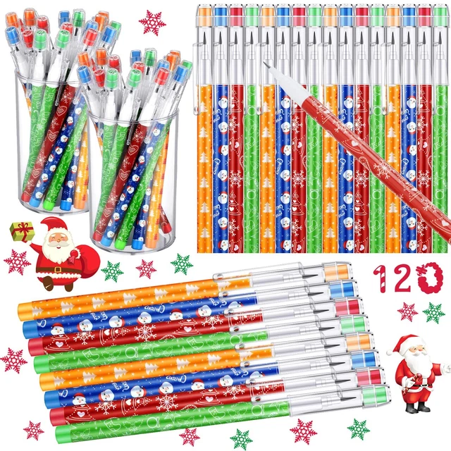 Christmas Stackable Pencils Bulk with Eraser Translucent Pencil Multi Point S...