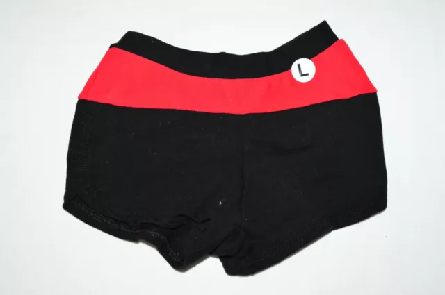 Pizzazz Red Black Cheer Athletic Shorts Elastic Waist Size Youth Large B