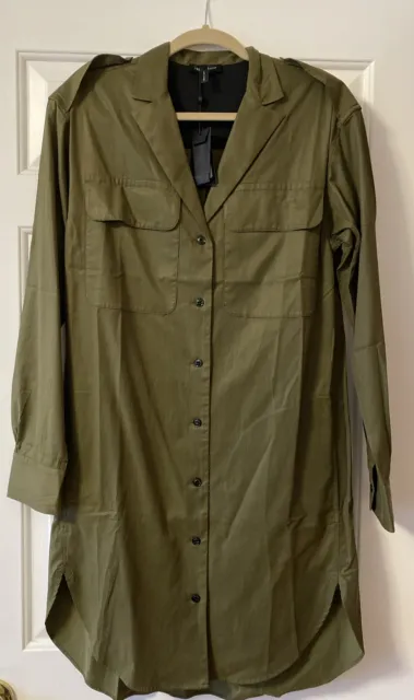 NWT Rag & Bone $425 Rag & Bone Mason Shirt Dress In Olive Size: Medium- Adorable