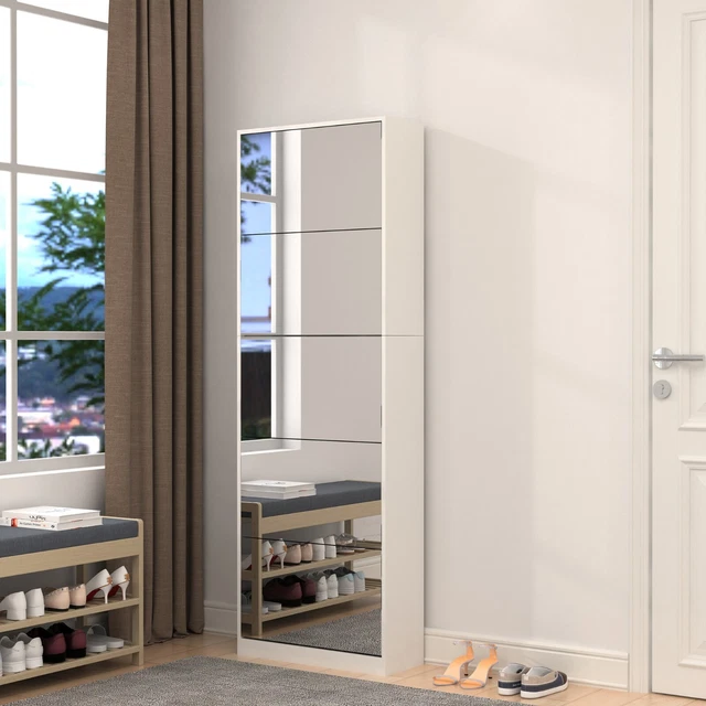 SHOE STORAGE for entryway Floor Standing Full Length Mirror