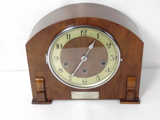 Haller Mahogany Cased Chiming Mantle Clock. 1940s