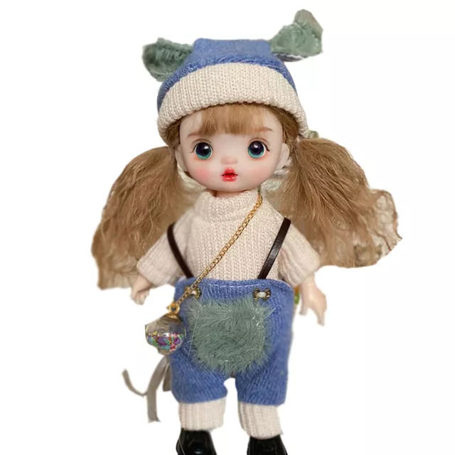 Cute Girl Doll 16cm Height with Clothes Hat Shoes Removeable Wigs Kids Toys Gift