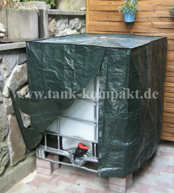 IBC Container Cover für 1000 l Tank, Abdeckplane Wassertonne Sichtschutz 140g/m²