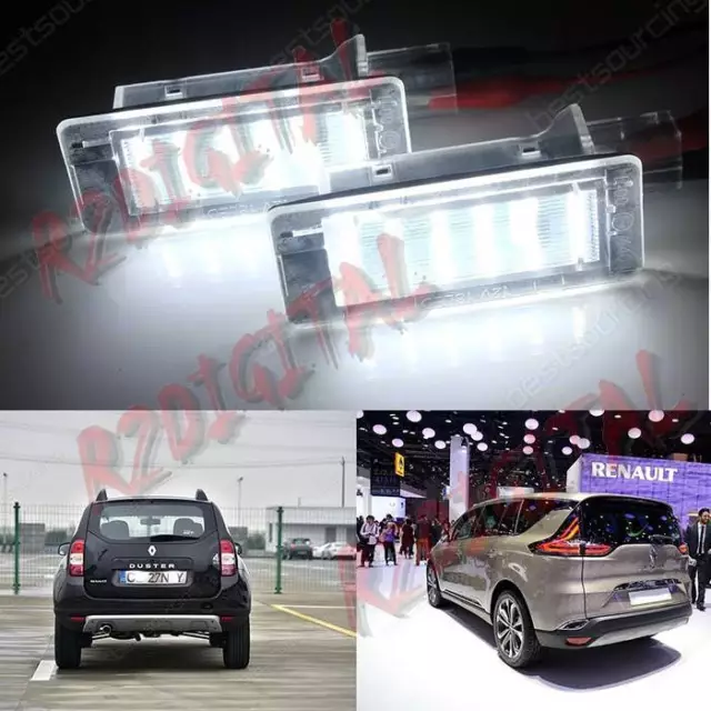 Coppia Luci Targa Renault Dacia Duster Plafoniera Lampada Led Bianco Lunare Auto