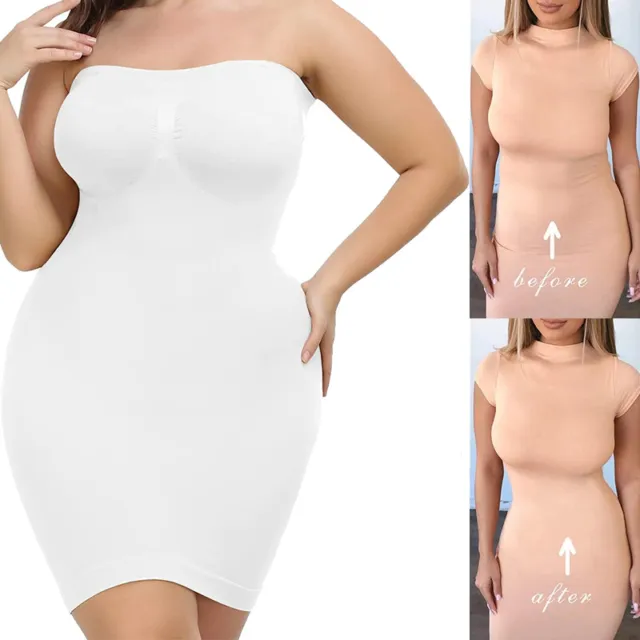 Women Strapless Shapewear Tummy Control Seamless Slip Under Dress Body  Shaper