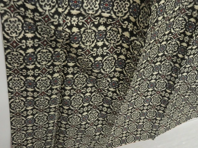 0624i05z680 Vintage Japanese Kimono Silk MEISEN KOMON Black Flower