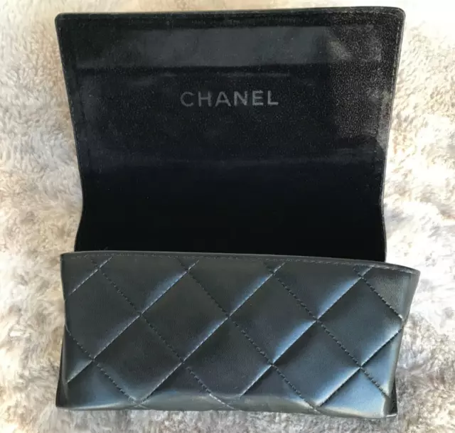Chanel Quilted Leather Glasses Pouch with Velvet Interior Magnetic Flap Closure 3