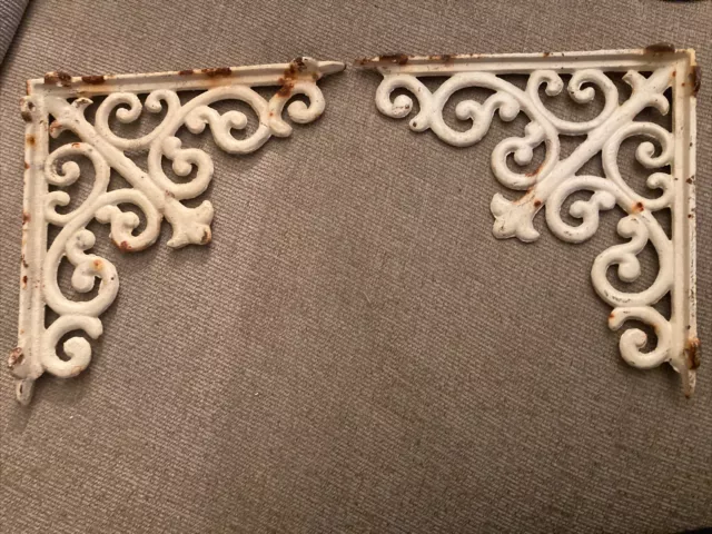 (2) Cast Iron~Shelf Brackets or Corner Decoration 8”~Beautiful/Detailed~NICE