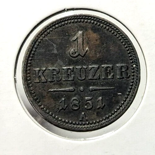 1851A Austria 1 Kreuzer - Higher Grade