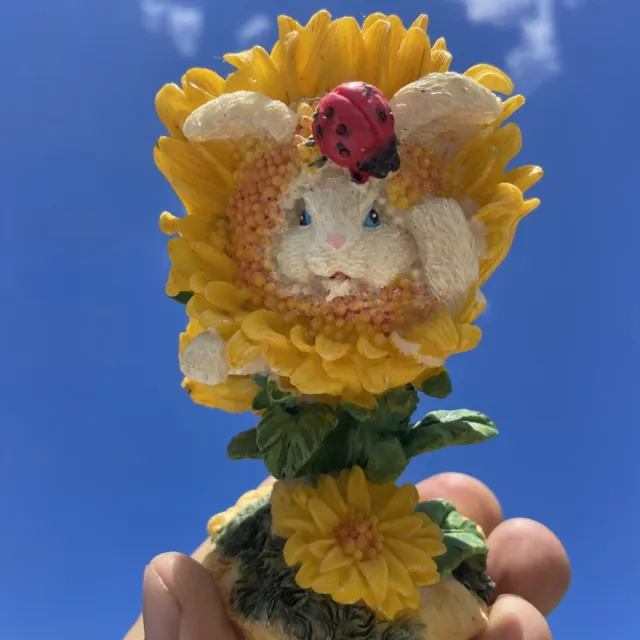 rare White Rabbit Anne Geddes Sunflower Ukraine Kansas Bunny Figurine ❤️blt10m4