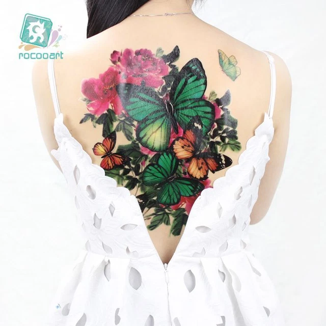 Butterfly Flower Waterproof Tattoos - Full Back Tattoo Sticker Body Art Tattoos