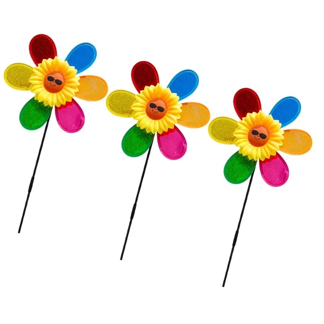 3pcs Outdoor Windrad Sunflower Rasen Windräder Kinder Windräder Spielzeug 6