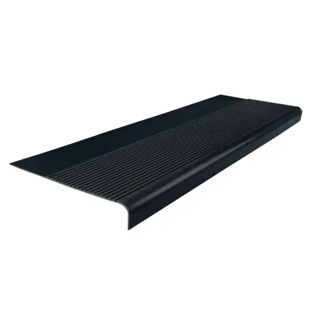 Rectangle Rubber Nose Stair Treads Cover Protector Non Slip Black 12-1/4 x 36 in
