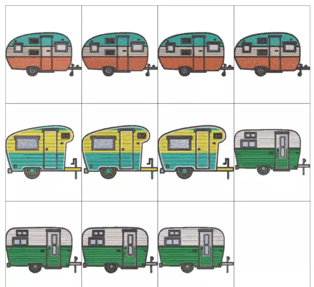 Collection 3 Retro Campers Embroidery Machine Designs Collection Pes Jef Hus