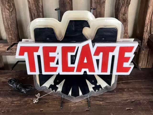 Vintage Tecate Beer Mexico Neon Sign Light Size 24"x21" Man Cave Garage