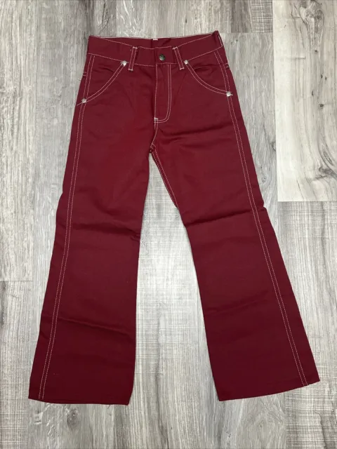 Vintage Sears Boys Toughskins Bell Bottom Pants Size 10 Slim Red NOS