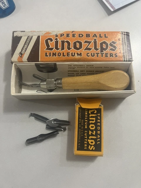 Linozips Speedball #37 de colección cortador de linóleo caja original de cinco hojas