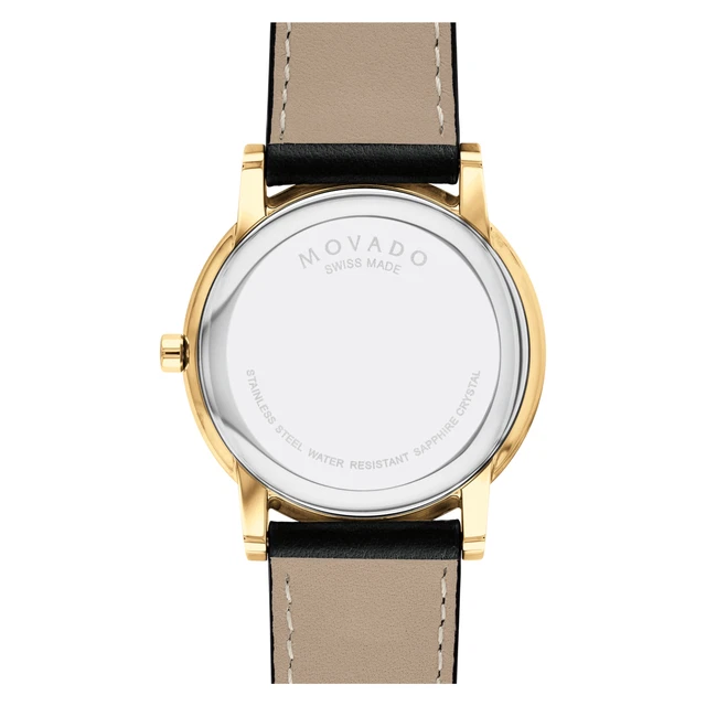 Nuovo Orologio da Uomo Movado Museum Quadrante Nero Cinturino in Pelle 0607271 3