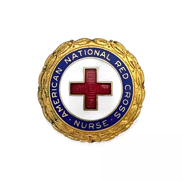 Vintage Enamel American National Red Cross Nurse Numbered 313490W Pin