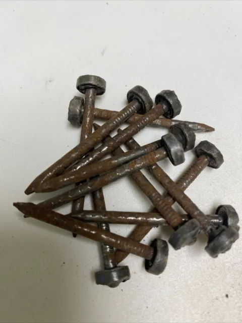 Antique 1 3/4” lead head nails from early 1900’s lot of 12