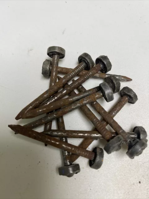 Antique 1 3/4” lead head nails from early 1900’s lot of 12