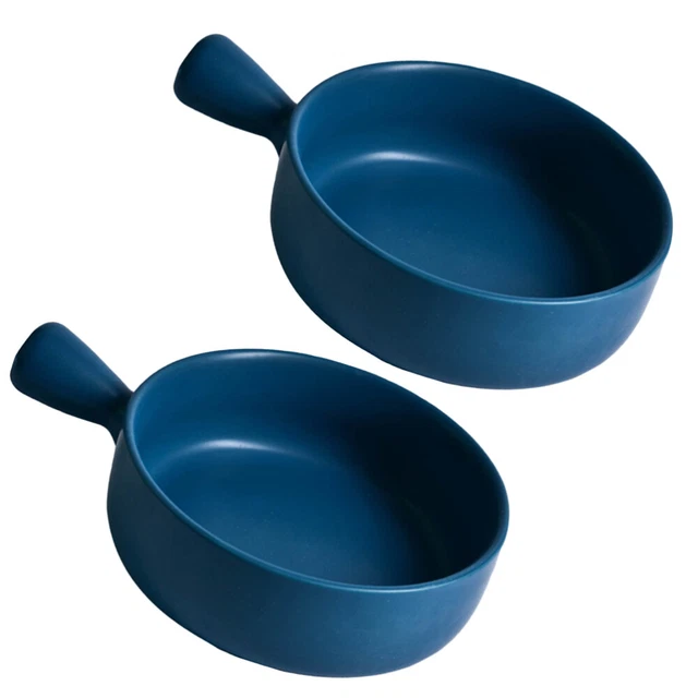 2 Pcs Household Handle Baking Tray Enamel Milk Pot Bread Baby Pottery