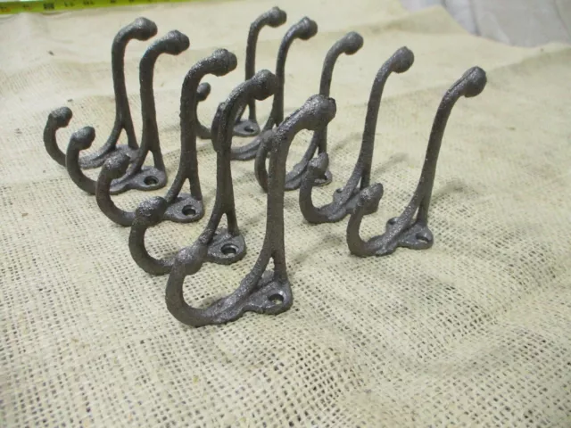 10 Coat Hooks Hat Entry Way Hall Tree Keys Storage Organization Raw Cast Iron