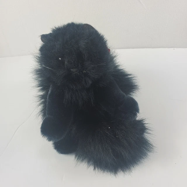 TY 1987 LICORICE Black Persian Cat Plush 18" Stuffed Animal Red Bow