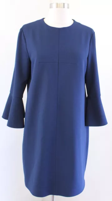 Tibi Womens Solid Midnight Navy Blue Bell Sleeve Shift Dress Size 8 Revolve