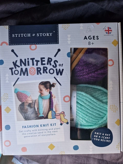 Stitch & Story Mode Strickset Strick Einen Hut Oder Schal Handwerkskit Lila & Grün