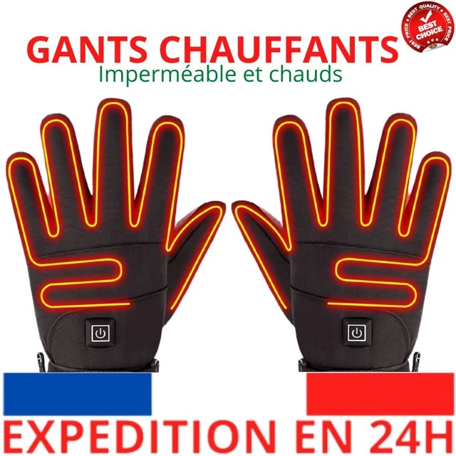 Gants Chauffants Electrique d'Hiver Coupe-Vent avec Fonctionnement du Tactile Fr