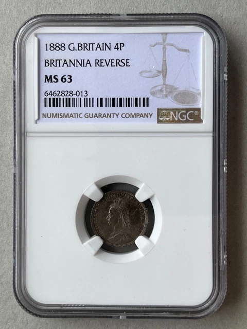 1888 Great Britain UK 4 Pence - Britannia Reverse - NGC MS63 - Ships Free in US!