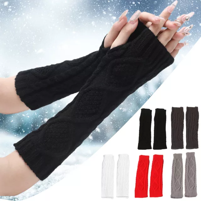 1 Pair Women's Arm Warmers For Knit Warm Winter Sleeve Fingerless Fashion Gloves