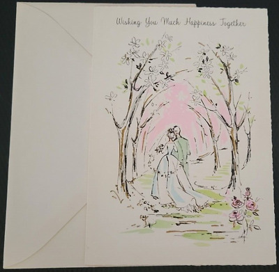 1940s WEST GERMANY RUST CRAFT WEDDING WISHES FOR HAPPINESS Unused Greeting Card