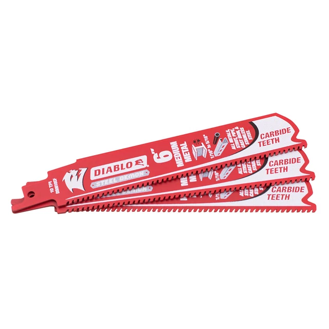 3 Pack 6 inch 10 TPI Diablo Steel Demon Carbide Reciprocating Saw Blades for