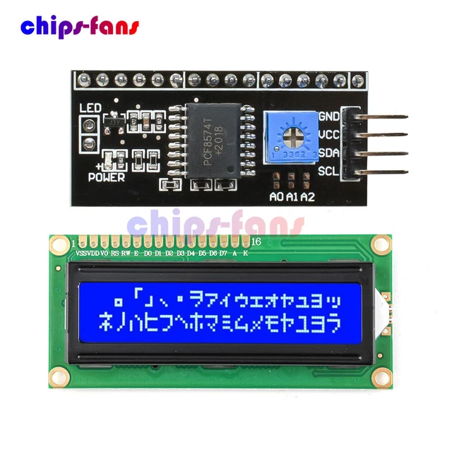 1602 16X2 LCD Character Display + IIC/I2C Serial interface Board Module ...