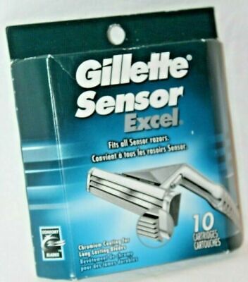Recarga de hoja de afeitar Gillette Sensor Excel nuevo paquete sellado de 10 cartuchos