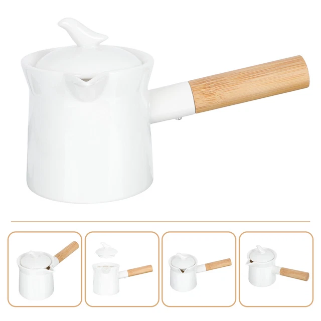 Manicotto in legno teiera ceramica porcellana manico in legno 300 ml bollitore per teiera