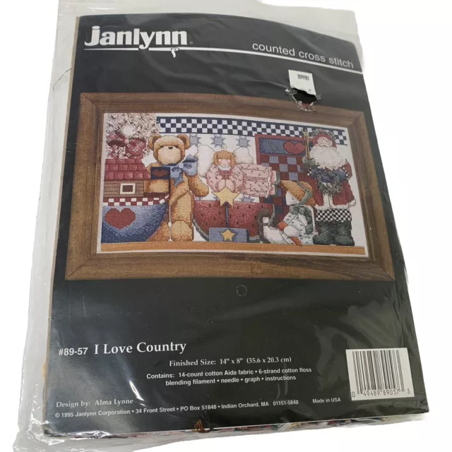 Vintage 1995 Janlynn Counted Cross Stitch Kit 89-57 I Love Country USA NOS