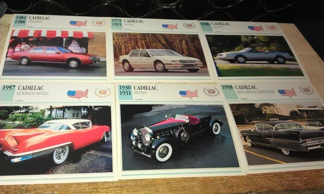 CADILLAC  Cars  Colour Collector Cards x 6 - ALLANTE etc