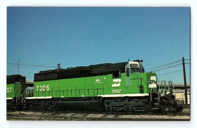 Burlington Northern Railroad 7306 Locomotive Denver Colorado Vintage Postcard