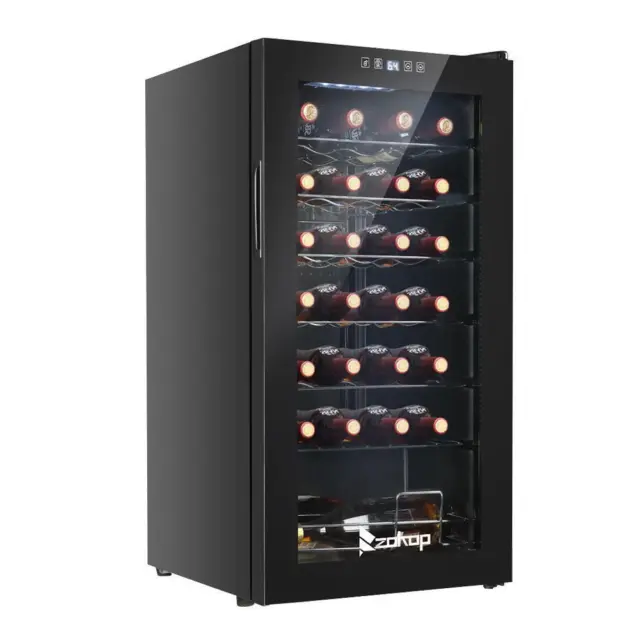 2.8 Cu.Ft Home Cellar 28 Bottles Compressor Wine Cooler Bar LED 41-64°F Durable