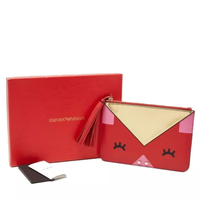 Emporio Armani pochette donna borsetta borsa a mano clutch bag Rosso 25x17x0.5