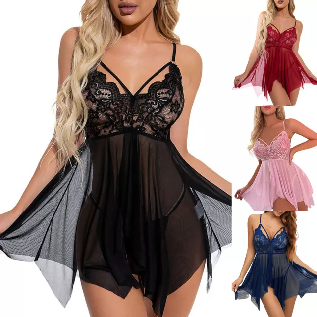 Sexy Damen Dessous Unterwäsche Nachtkleid Reizwäsche Nachtwäsche String Negligee