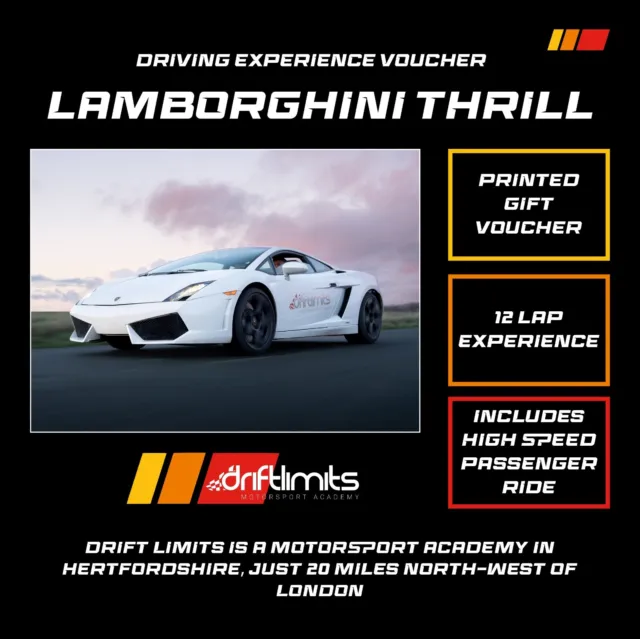 Valentines Gift - Lamborghini 12 Lap Driving Experience Voucher - 50% off