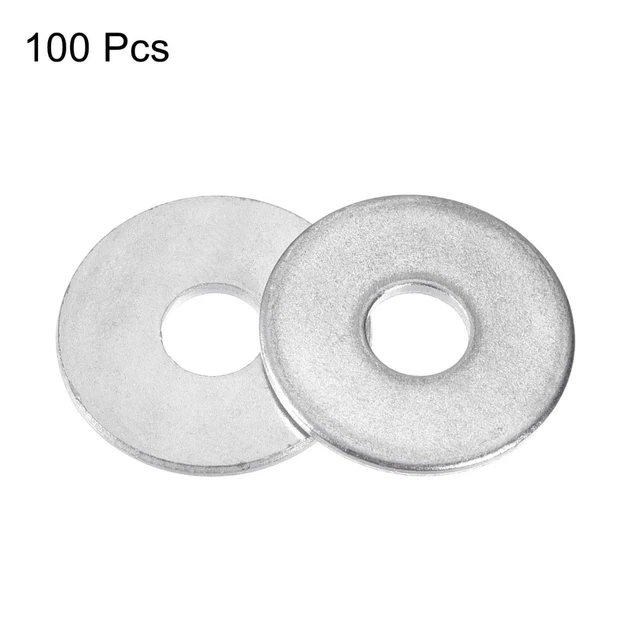6mm x 20mm x 1.5mm Zinc Plated Carbon Steel Flat Washer for Screw Bolt 100Pcs